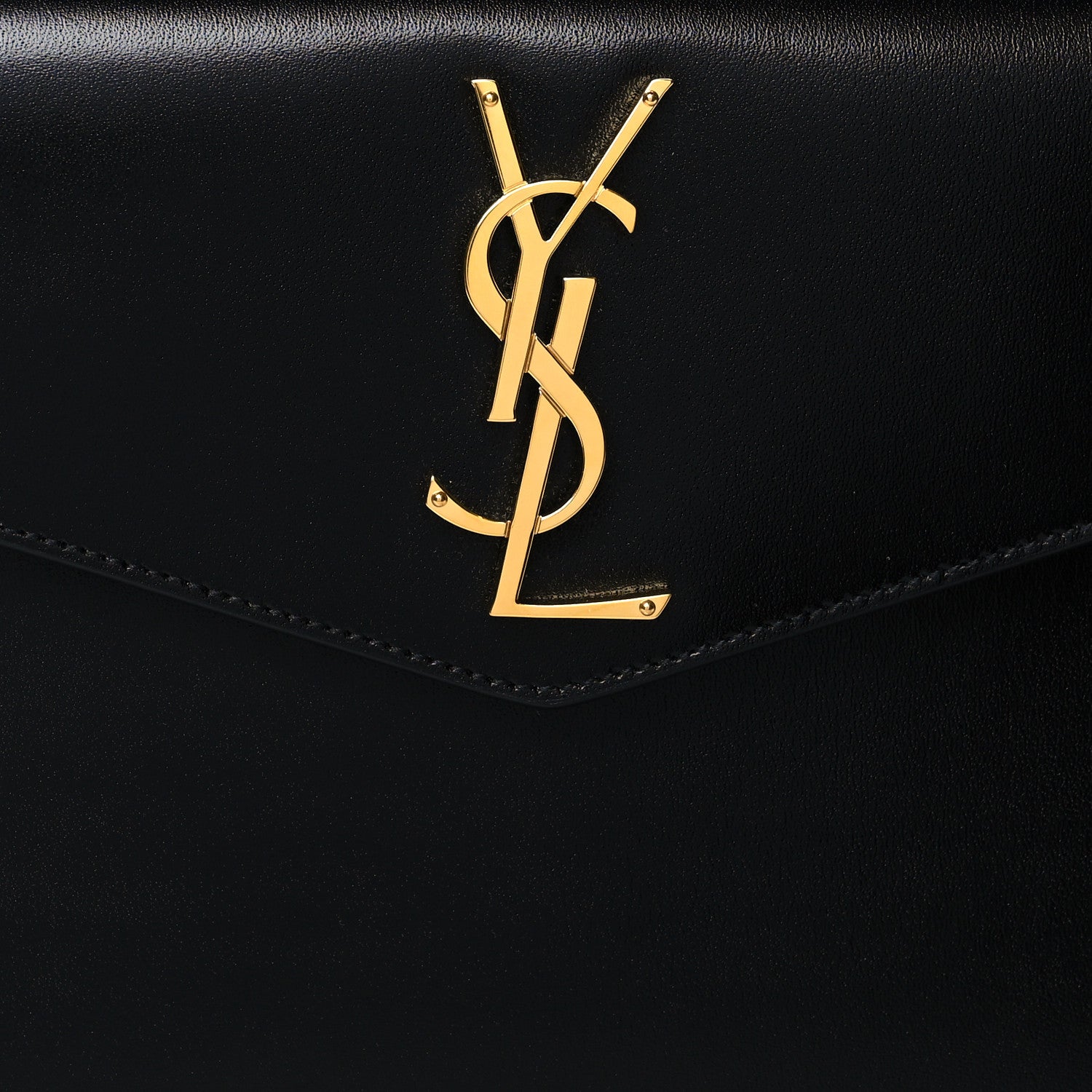 Saint Laurent Smooth Shiny Calfskin Monogram Uptown Pouch Black 9 of 9