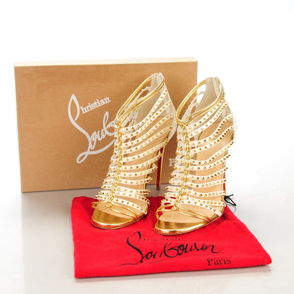 Christian Louboutin Nappa Millaclou 100 Cage Sandals 39 Edelweiss Gold 5 of 8