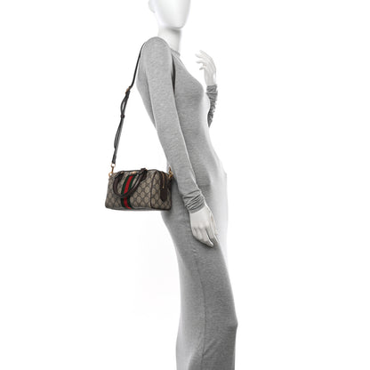 Gucci GG Supreme Monogram Textured Dollar Calfskin Web Mini Ophidia Top Handle Bowler Bag Beige Ebony New Acero 2 of 11