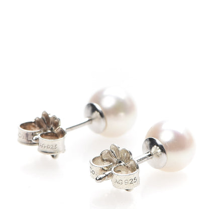 Tiffany 18k White Gold Akoya Pearl 7-7.5mm Signature Earrings 4 of 5