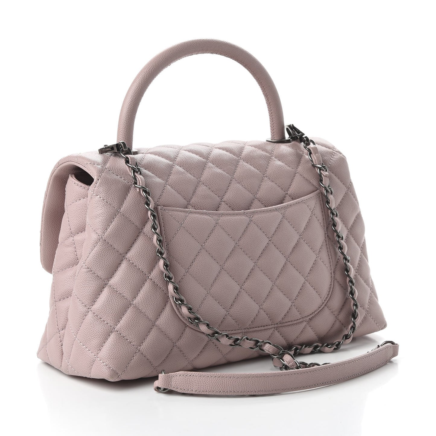 Caviar Quilted Small Coco Handle Flap Pink