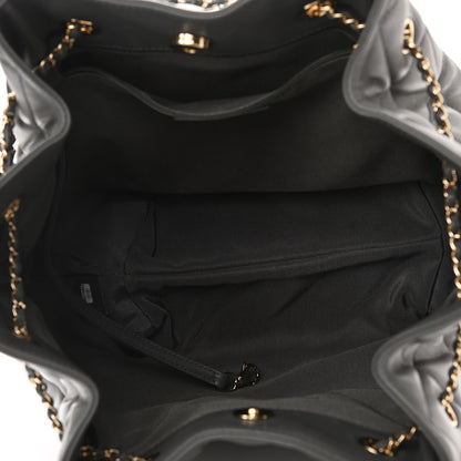 Chanel Lambskin Quilted CC Dweller Drawstring Tote Grey 5 of 10