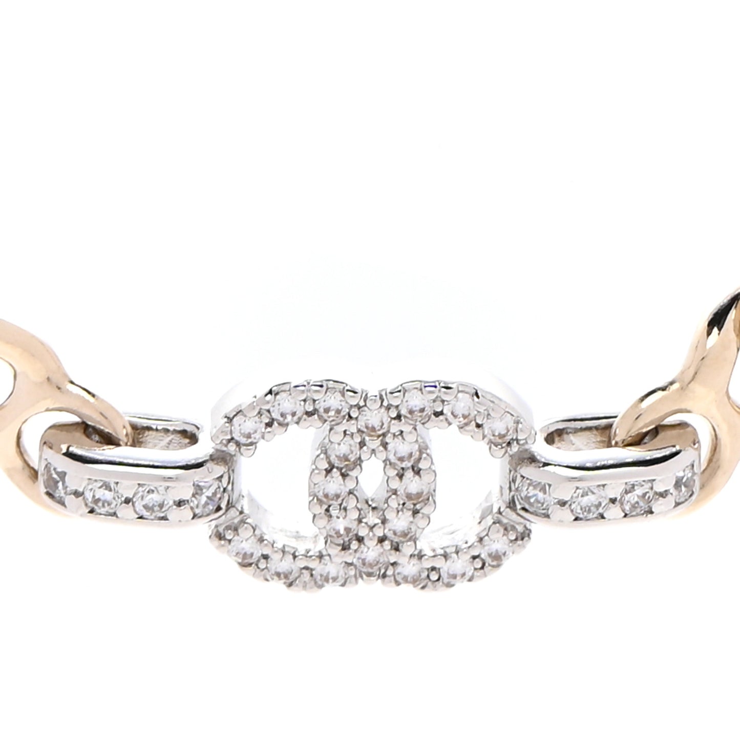 Crystal CC Chain Links Choker Necklace Gold