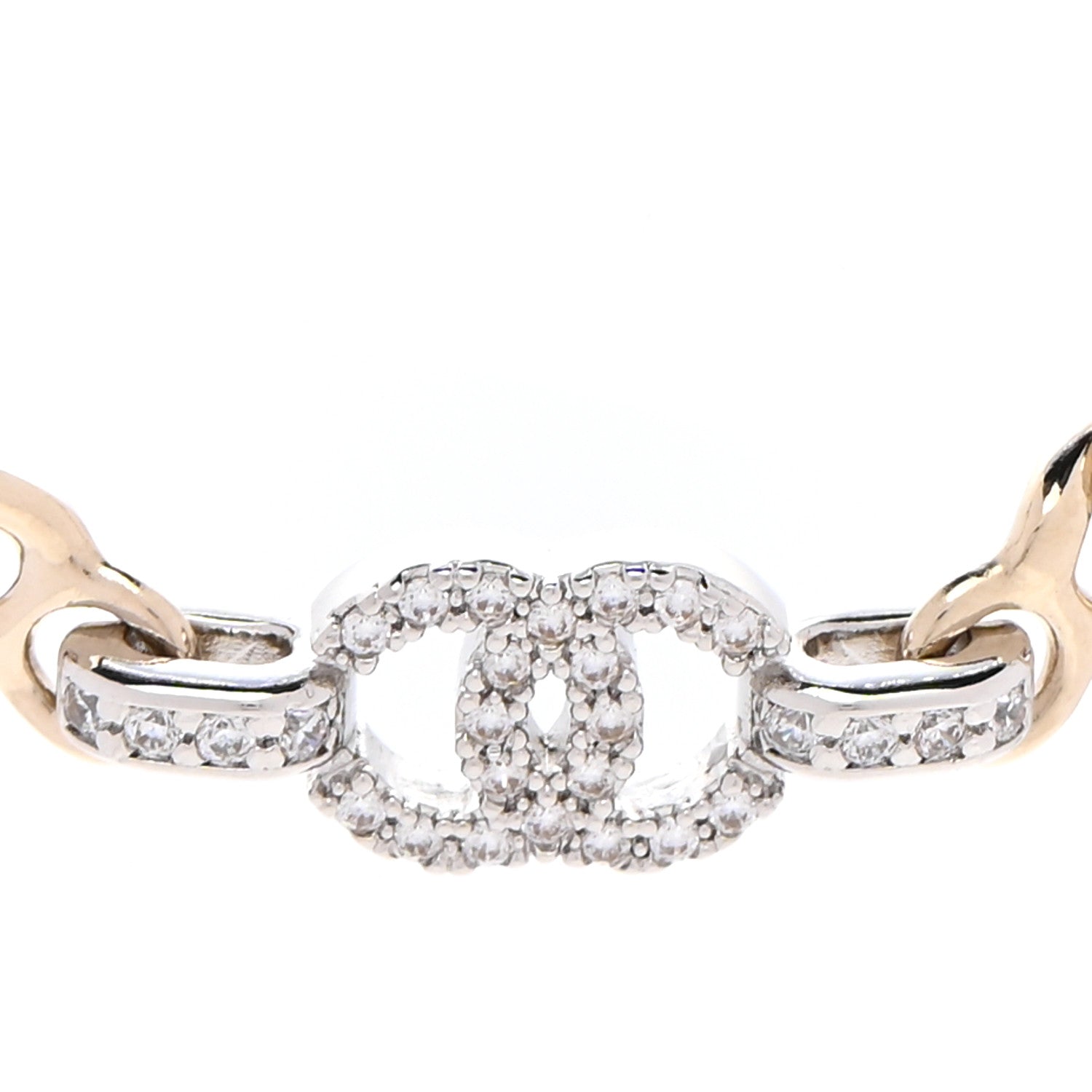 Chanel Crystal CC Chain Links Choker Necklace Gold 4 of 6