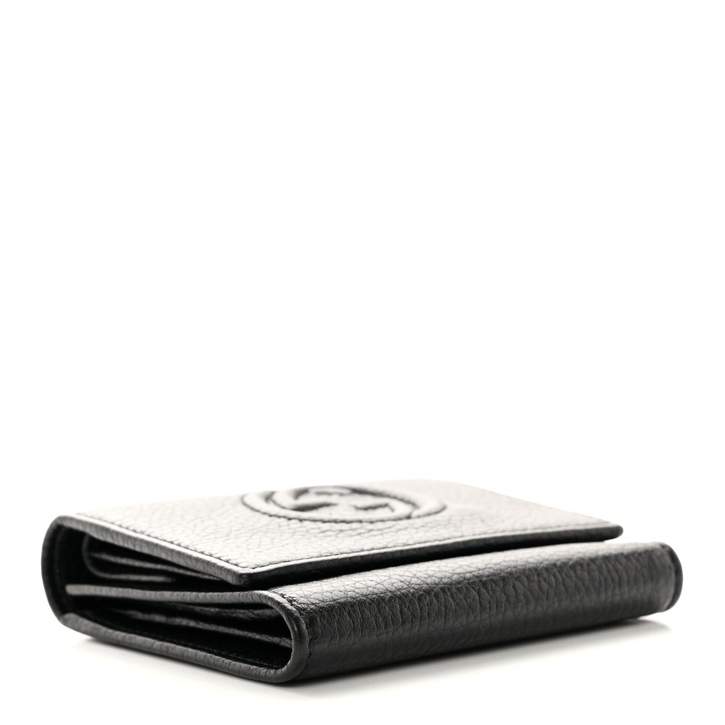 Pebbled Calfskin Soho Compact Flap Wallet Black