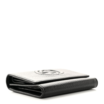 Gucci Pebbled Calfskin Soho Compact Flap Wallet Black 4 of 17