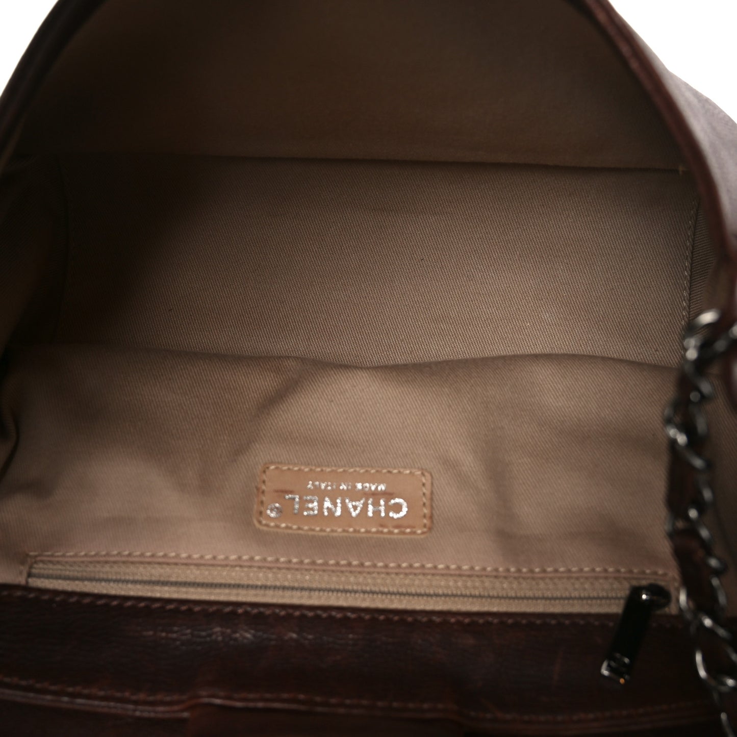 Calfskin Diamond Stitch Accordion Flap Brown