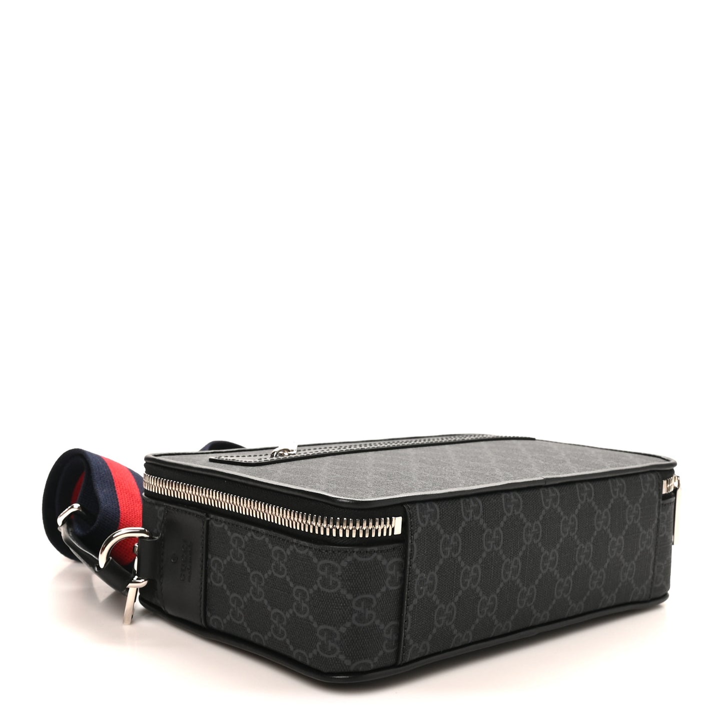 GG Supreme Monogram Web Small Shoulder Bag Black Grey