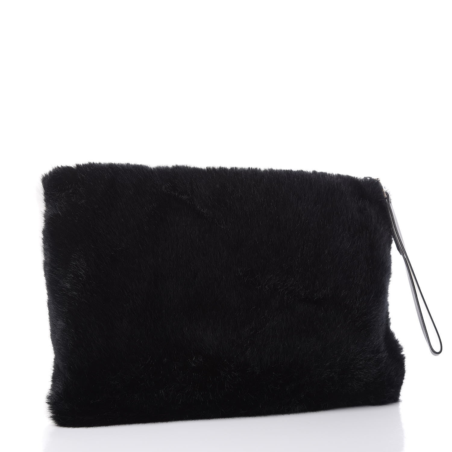 Givenchy Faux Fur Two Tone Large GV3 Pouch Wristlet Black White 3 of 8