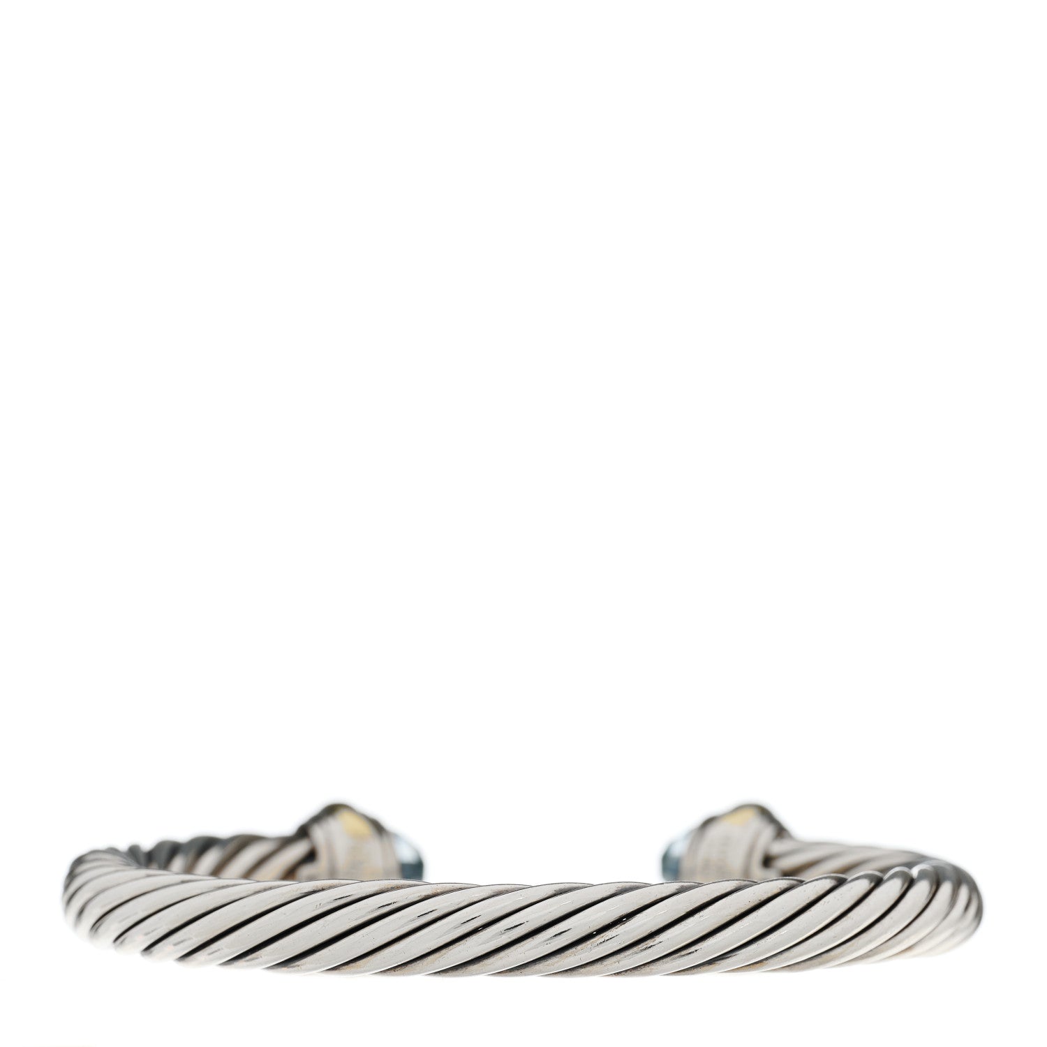 David Yurman Sterling Silver 14K Yellow Gold Blue Topaz 7mm Cable Classics Bracelet 2 of 4