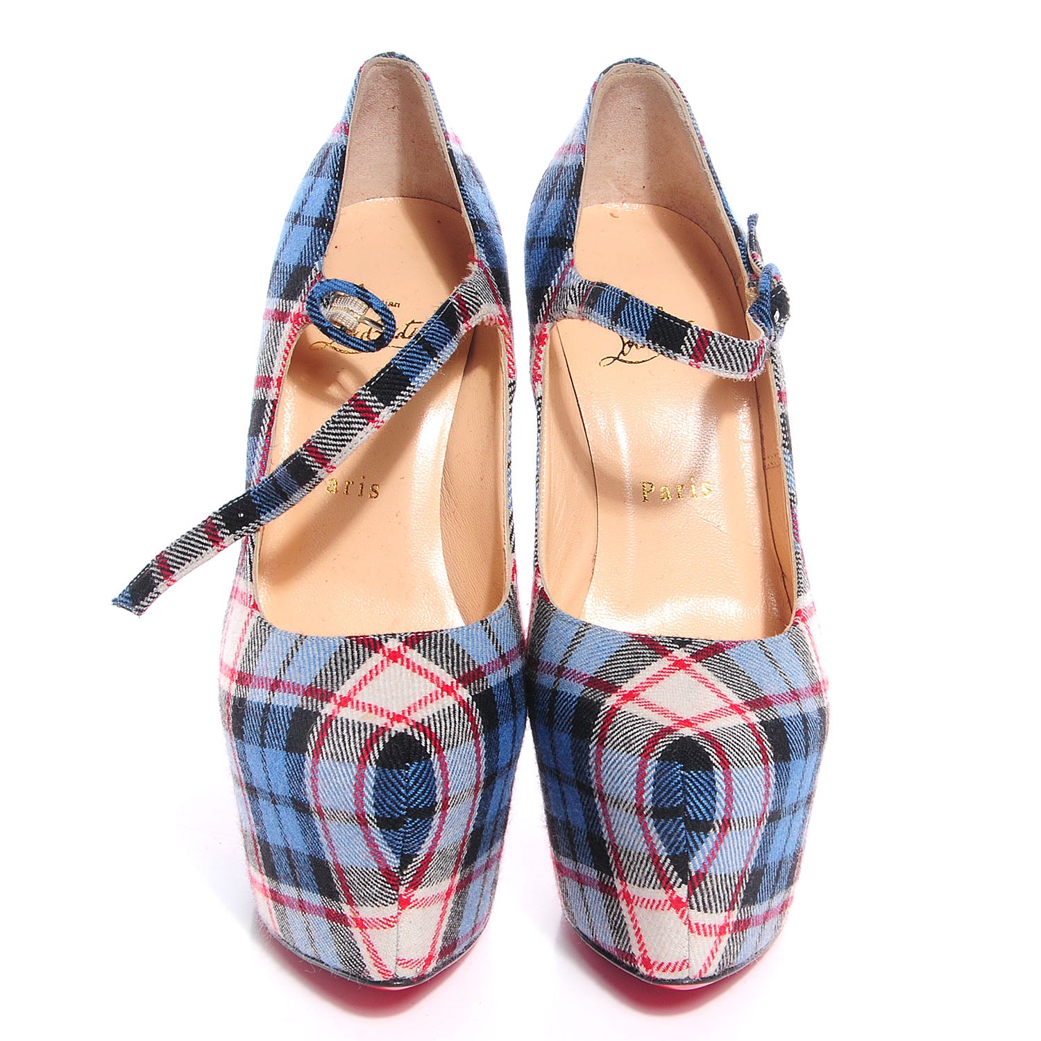 Christian Louboutin Fabric Tartan Print Lady Daf 160 Pumps 38.5 2 of 7