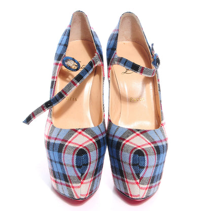 Christian Louboutin Fabric Tartan Print Lady Daf 160 Pumps 38.5 2 of 7