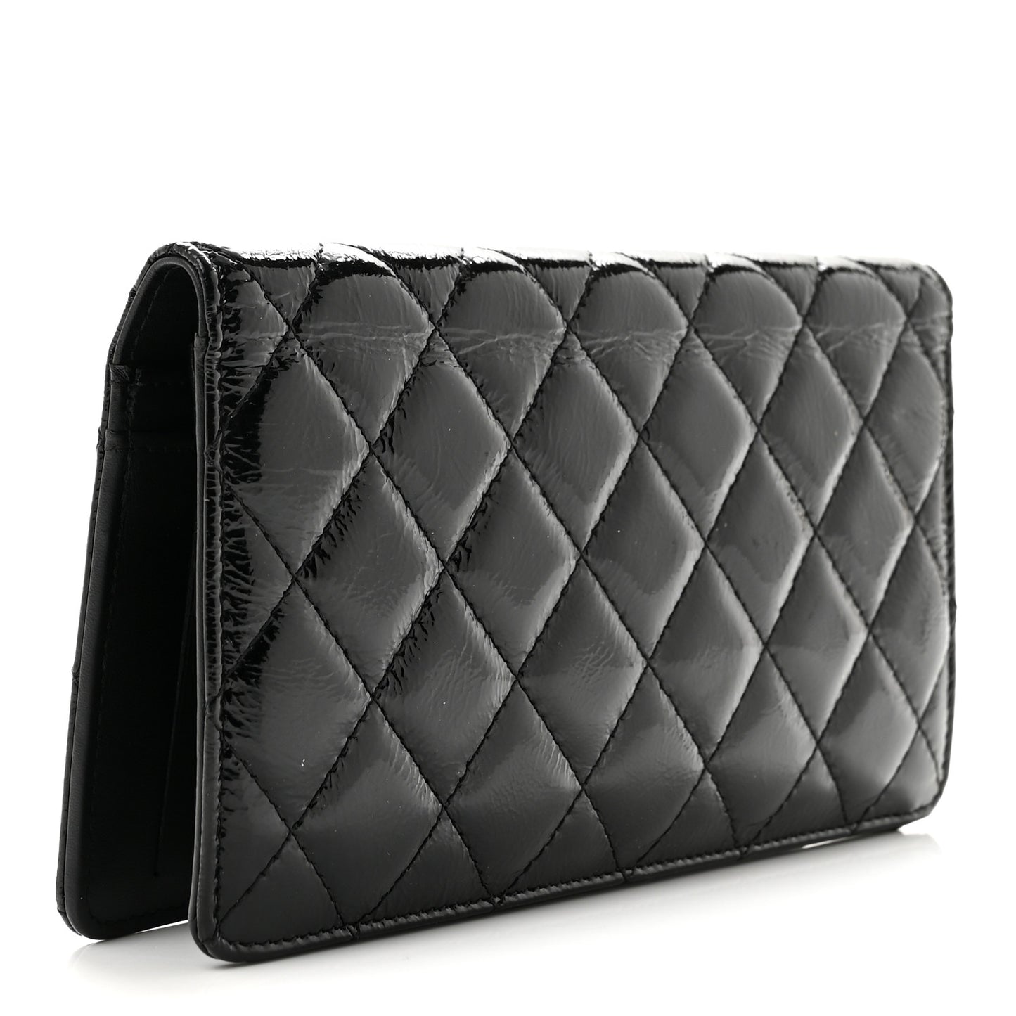 Patent Quilted Brilliant Yen Wallet Black