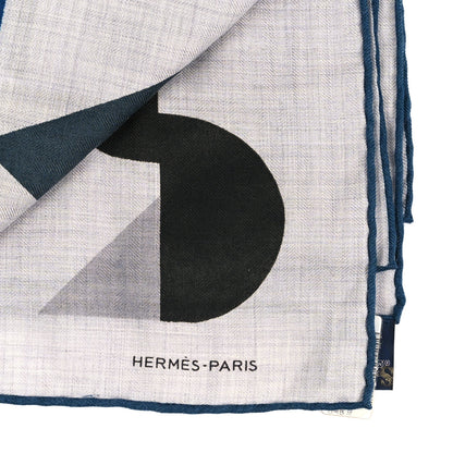Hermes Cashmere Silk Brides Et Chaines Scarf 100 Gris Chine Marine Rouge 2 of 4