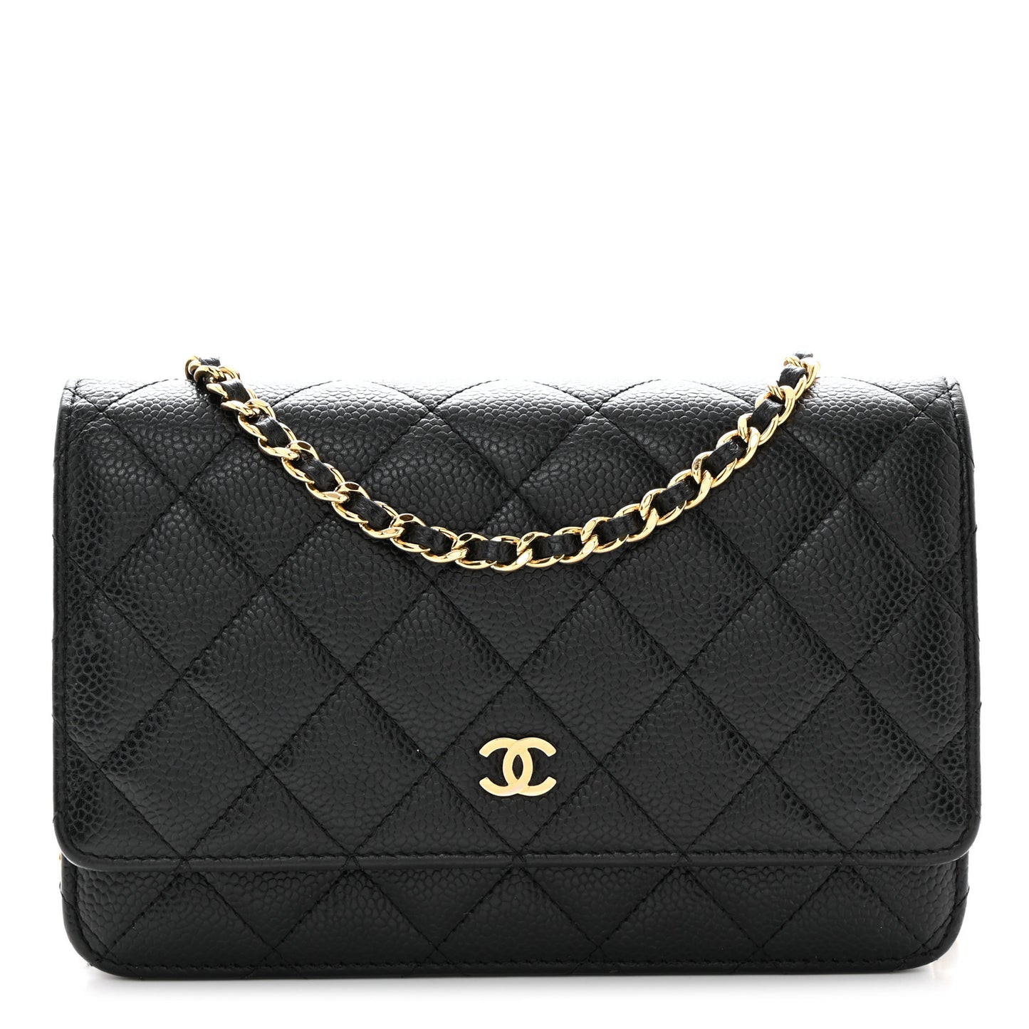 Caviar Quilted Wallet on Chain WOC Black