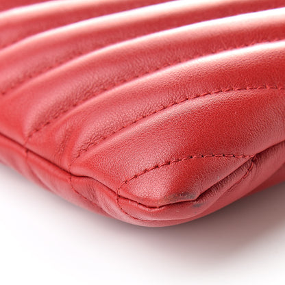 Saint Laurent Calfskin Matelasse Chevron Monogram A5 Wristlet Red 8 of 9
