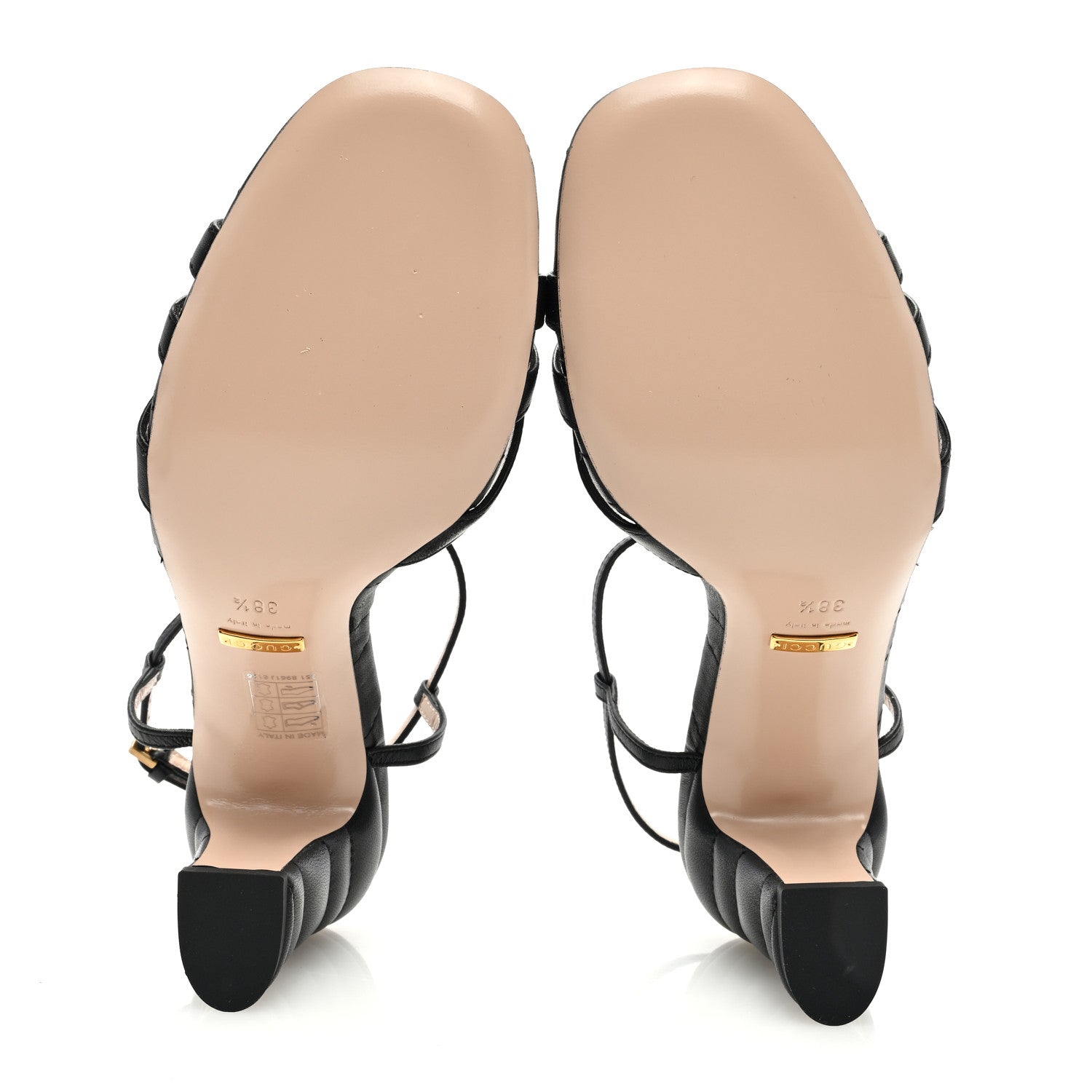 Gucci Nappa Matelasse T-Strap 40mm Sandals 38.5 Black 5 of 8