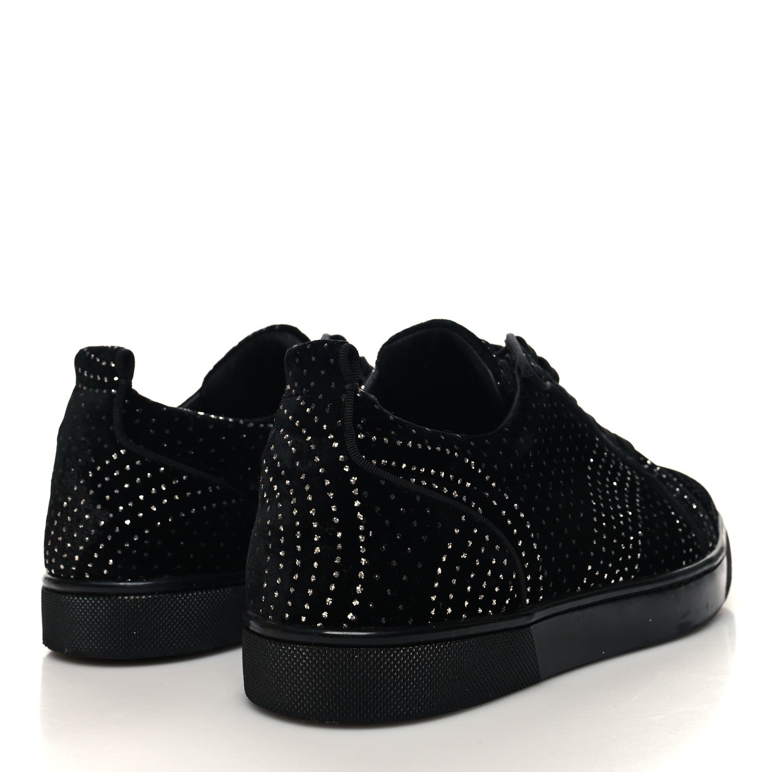 Christian Louboutin Velvet River Crystal Mens Louis Junior Orlato Flat Sneakers 40 Black Silver 4 of 8