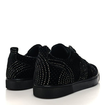 Christian Louboutin Velvet River Crystal Mens Louis Junior Orlato Flat Sneakers 40 Black Silver 4 of 8