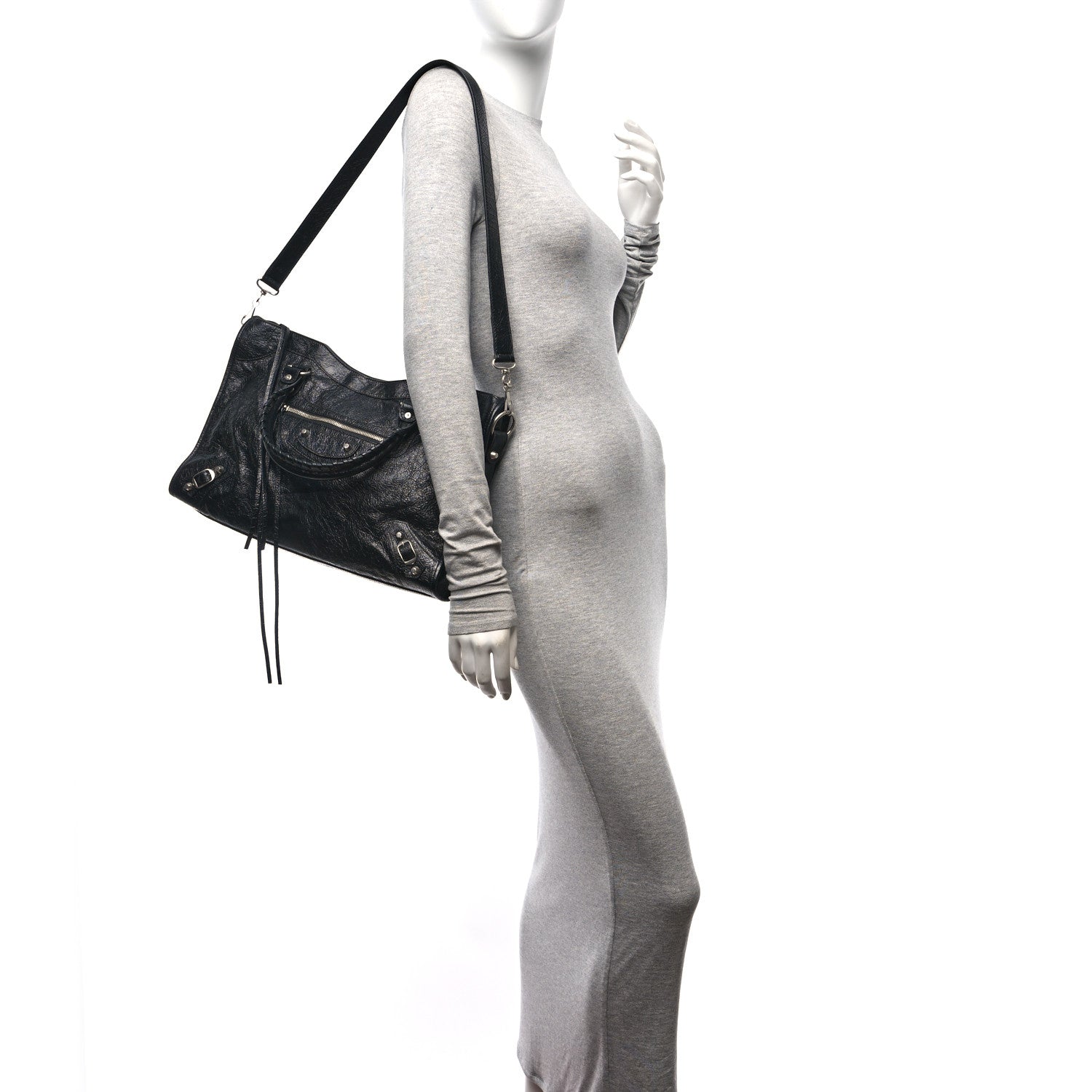 Balenciaga Agneau Arena Silver Hardware Medium Le City Black 2 of 10