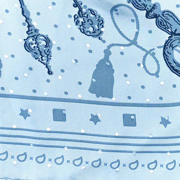 Silk Les Cles Bandana Scarf 55 Bleu Ciel Bleu Jean Gris