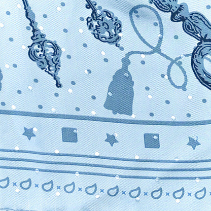 Hermes Silk Les Cles Bandana Scarf 55 Bleu Ciel Bleu Jean Gris 4 of 4