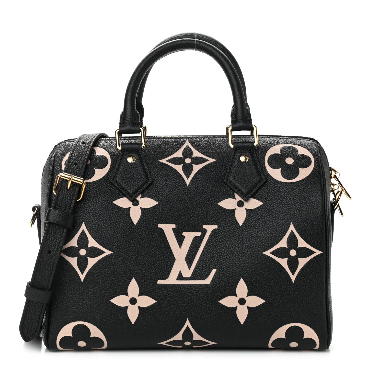 Louis Vuitton Empreinte Monogram Giant Speedy Bandouliere 25 Black Beige 1 of 9