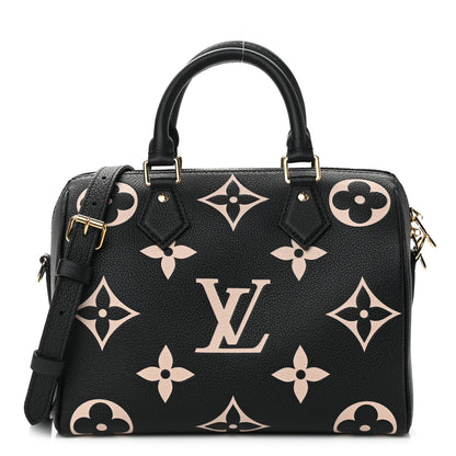 Louis Vuitton Empreinte Monogram Giant Speedy Bandouliere 25 Black Beige 1 of 9