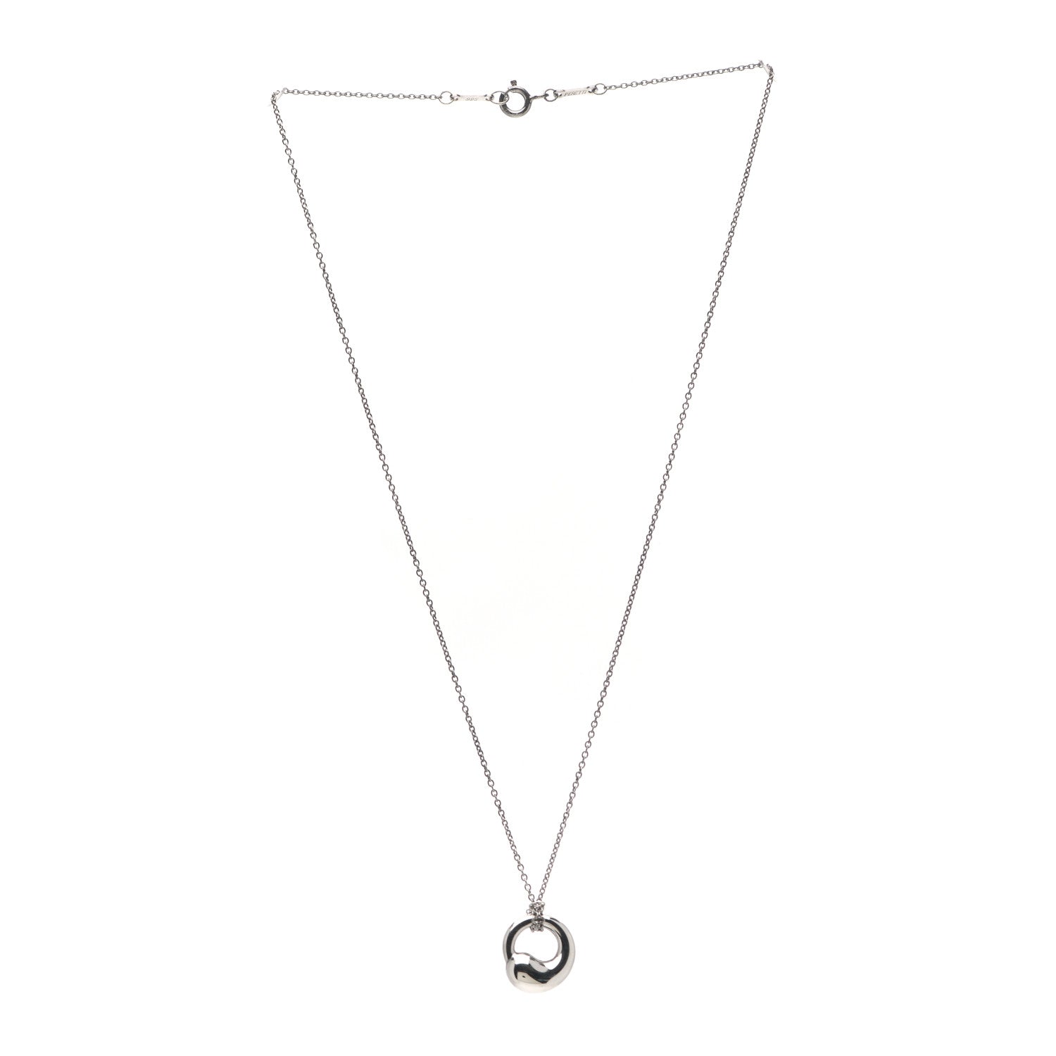 Tiffany Sterling Silver 12mm Elsa Peretti Eternal Circle Pendant Necklace 3 of 5