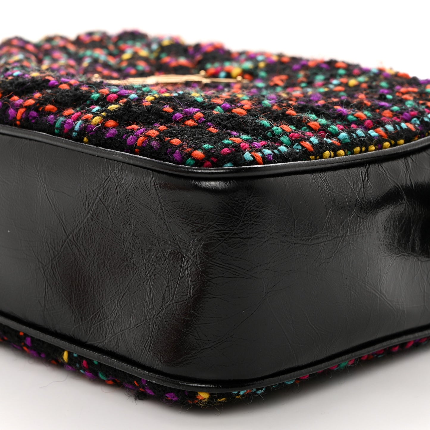 Tweed Calfskin Monogram Lou Camera Bag Black