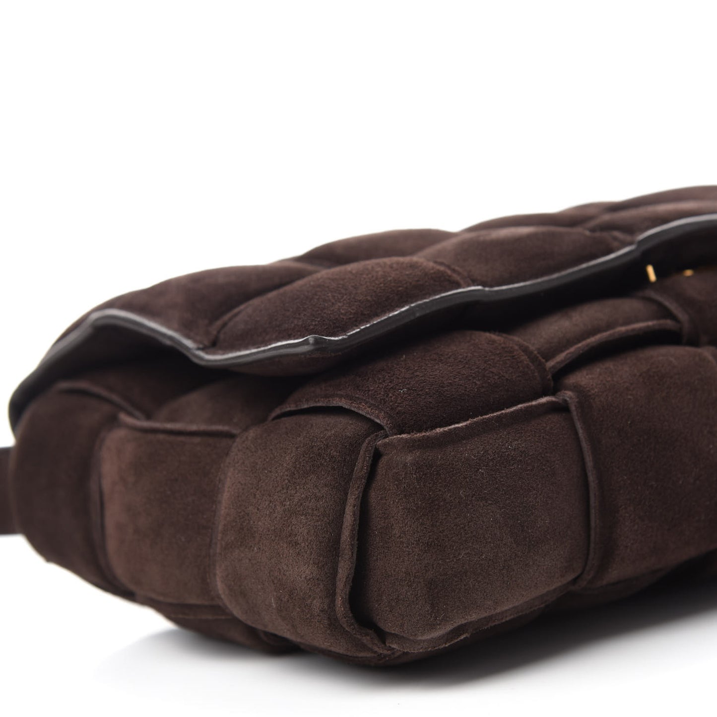 Suede Maxi Intrecciato Padded Cassette Crossbody Bag Fondant