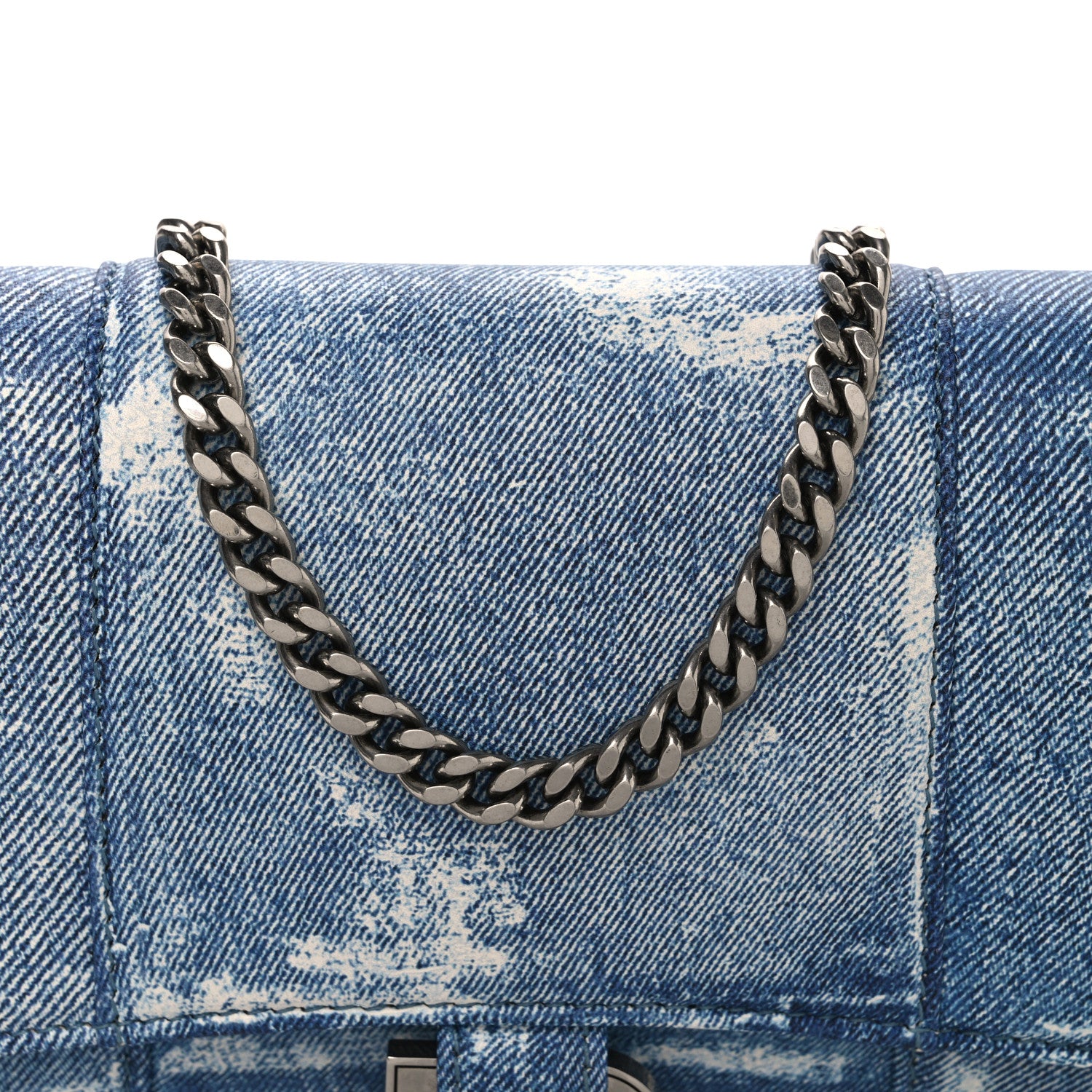 Balenciaga Nappa Denim Printed Hourglass Chain Bag Denim Blue 7 of 9