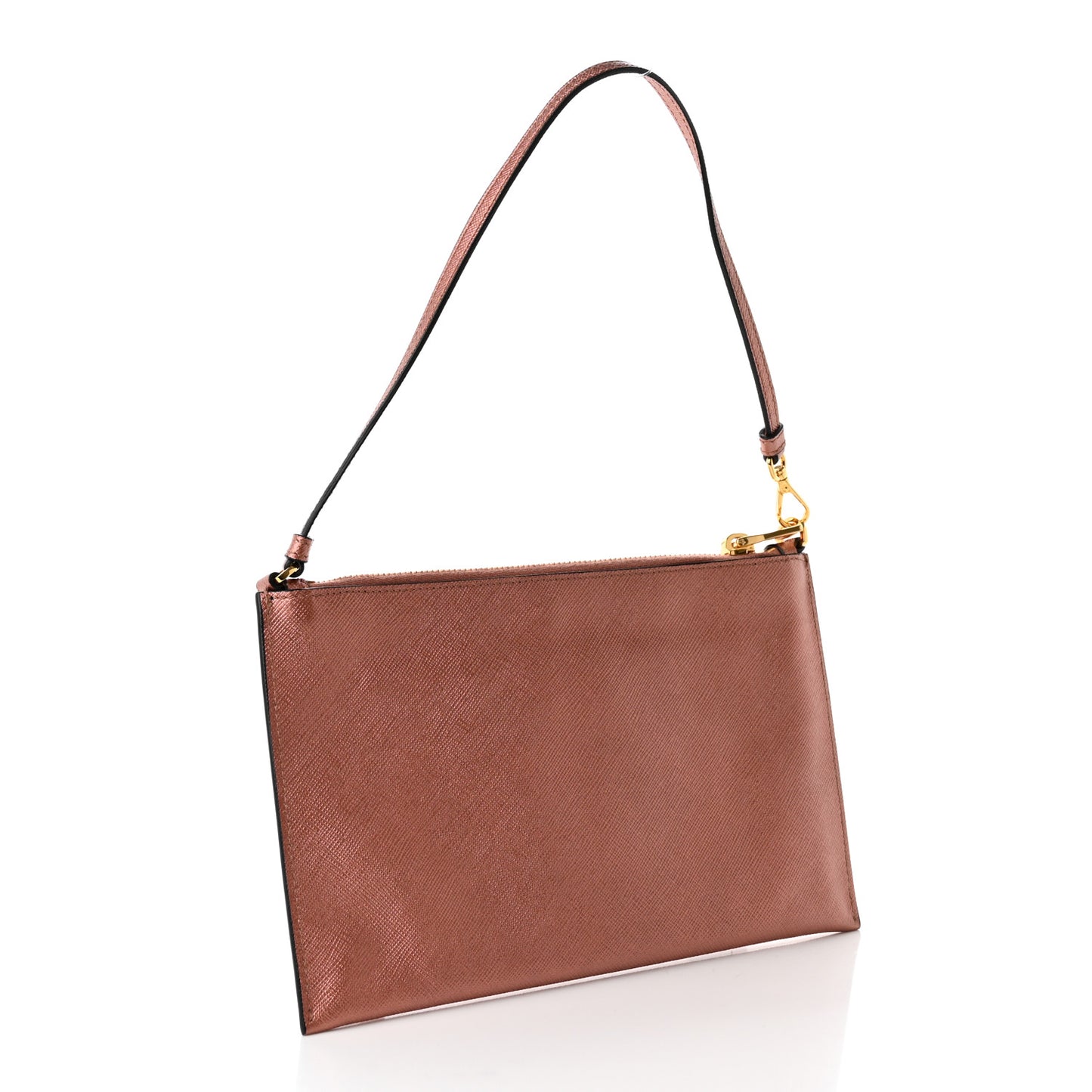 Metallic Saffiano Small Flat Pouch Antico Mordore