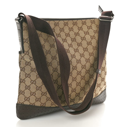 Gucci Monogram Calfskin Perforated Medium Flat Messenger Bag Dark Brown 3 of 12