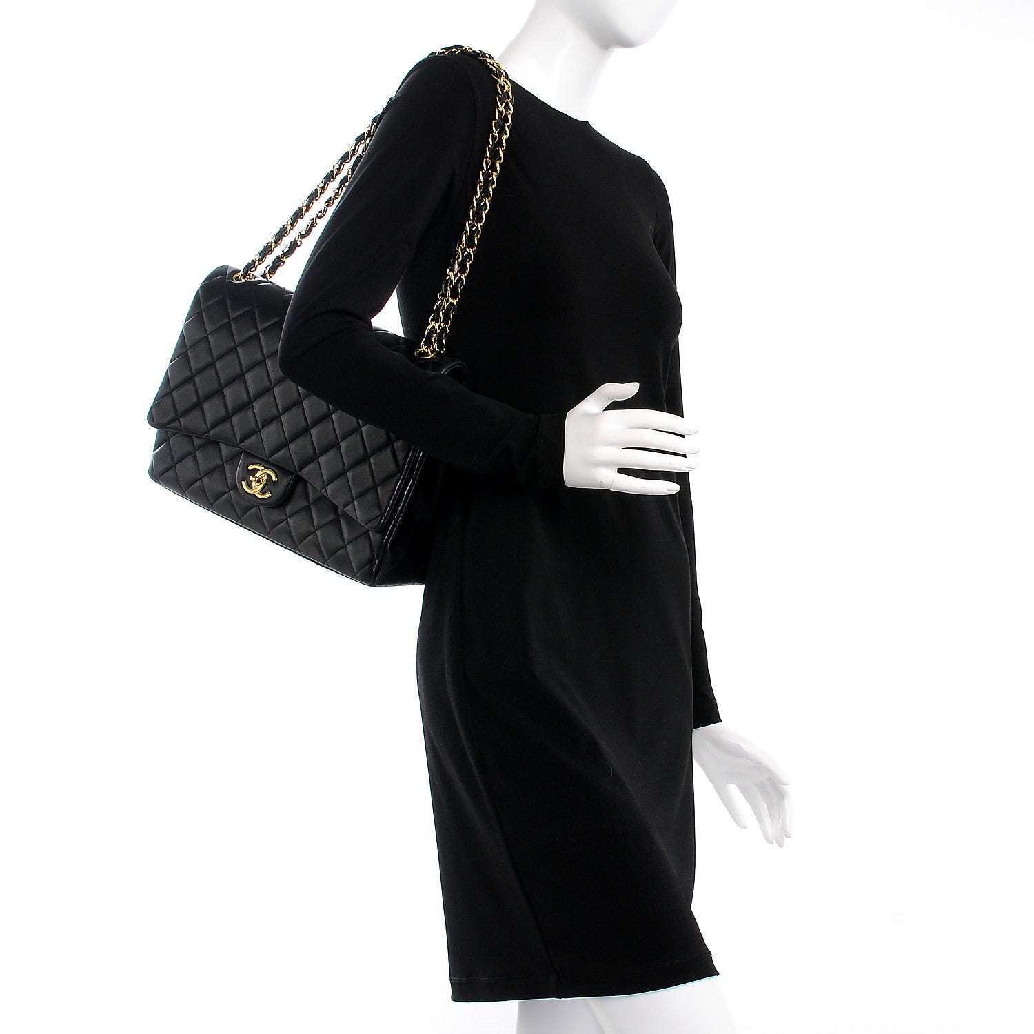 Chanel Lambskin Quilted Maxi Double Flap Black 2 of 15