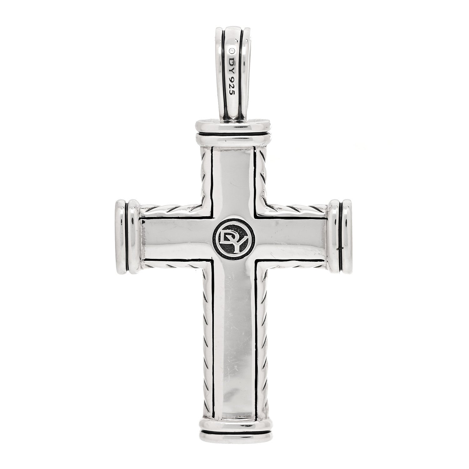 David Yurman Sterling Silver Pave Black Diamond Chevron Cross Pendant 3 of 4