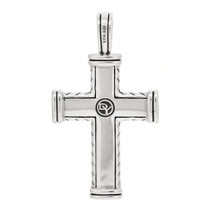 David Yurman Sterling Silver Pave Black Diamond Chevron Cross Pendant 3 of 4