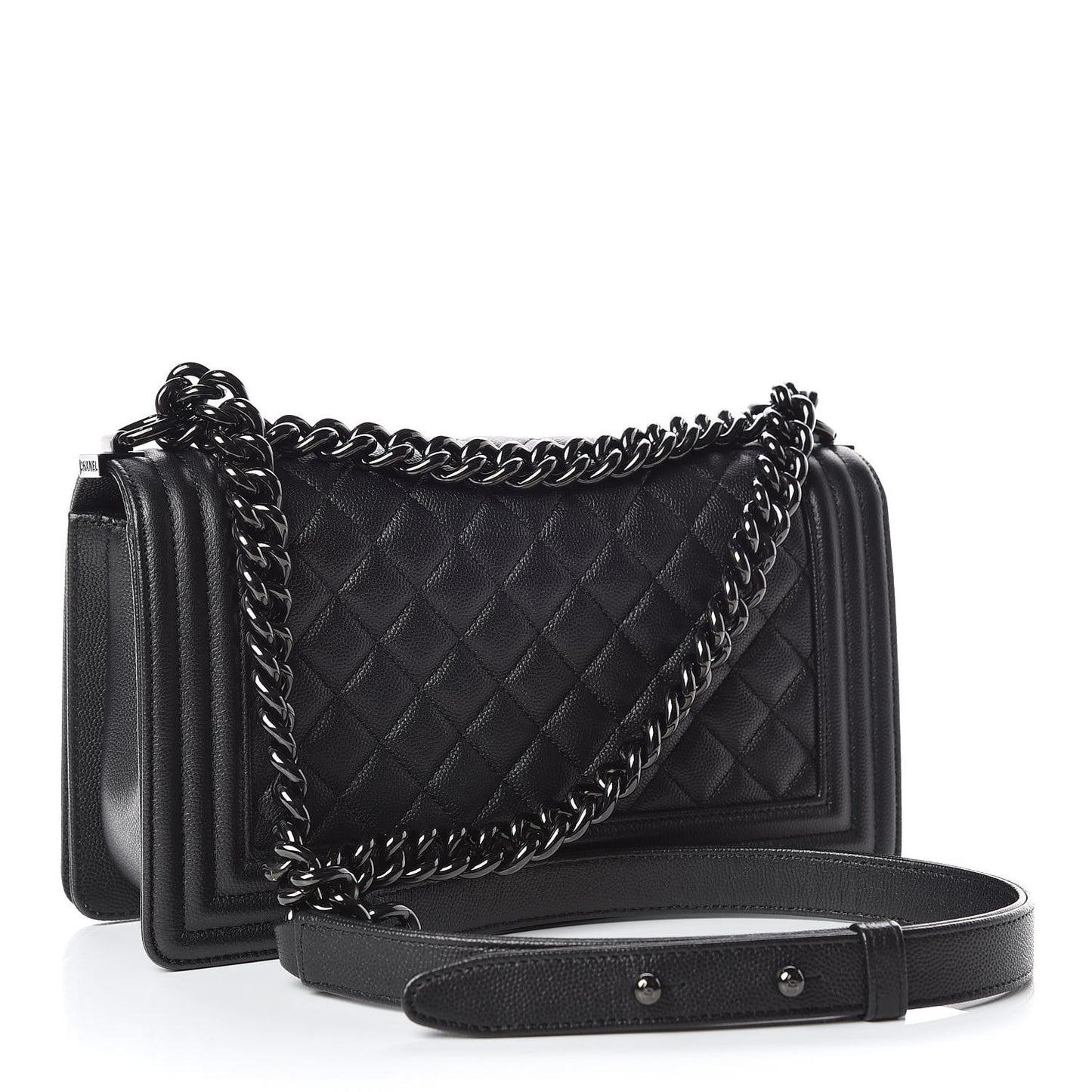 Caviar Quilted Medium Boy Flap So Black