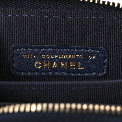 Chanel Caviar Enamel Coco Casino Quilted Zip Coin Purse Navy Blue 7 of 8