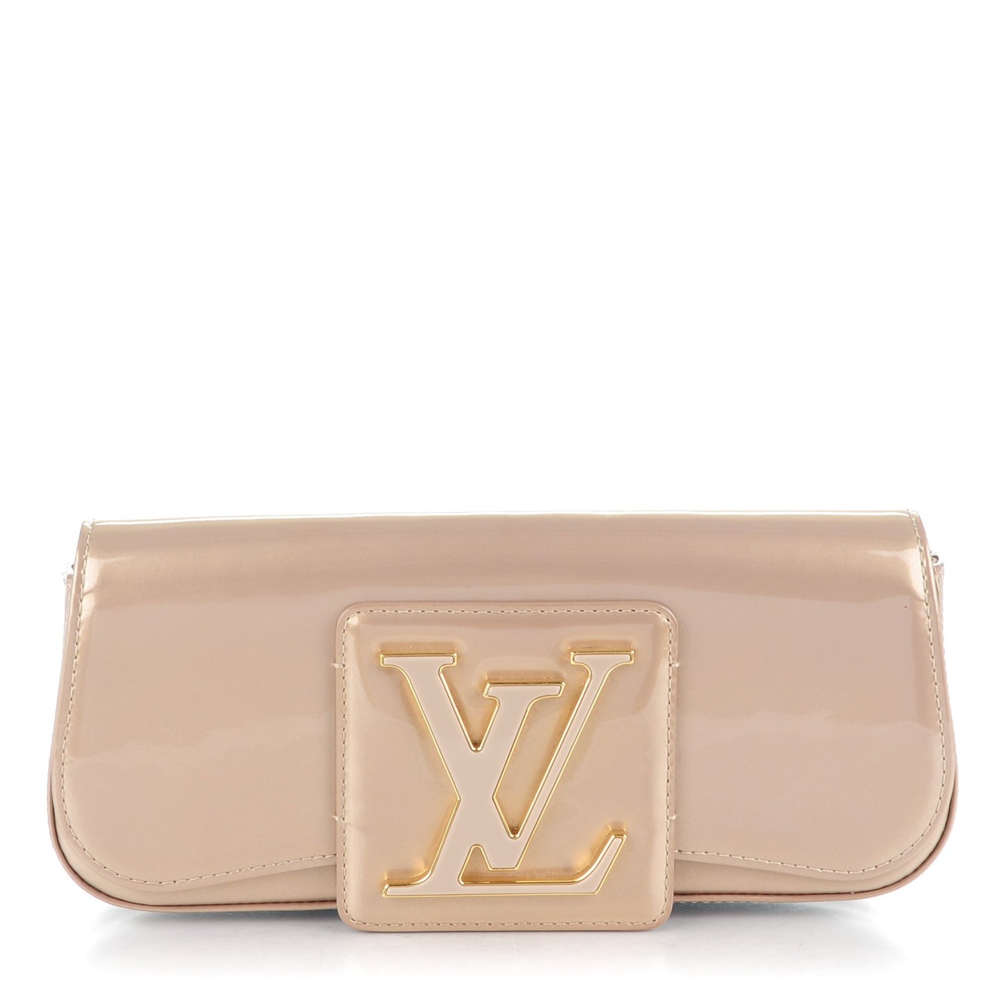 Patent Sobe Clutch Beige Poudre