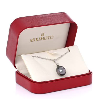 Mikimoto 18K White Gold Diamond Black South Sea Pearl 10.5mm Pendant Necklace 6 of 6