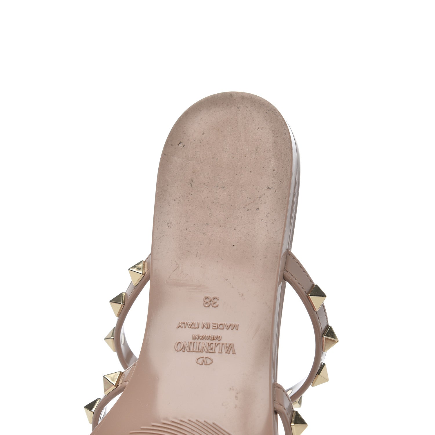 Valentino Garavani PVC Jelly Rockstud Caged Flat Thong Sandals 38 Poudre 11 of 11