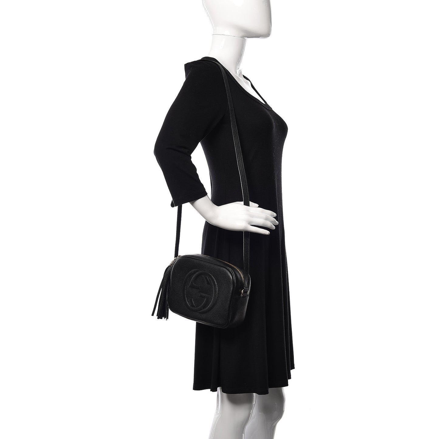 Pebbled Calfskin Small Soho Disco Bag Black