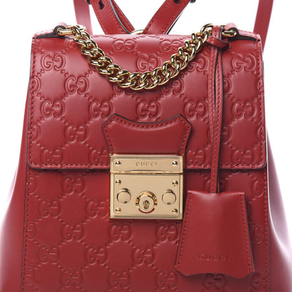 Gucci Guccissima Signature Padlock Backpack Hibiscus Red 7 of 9