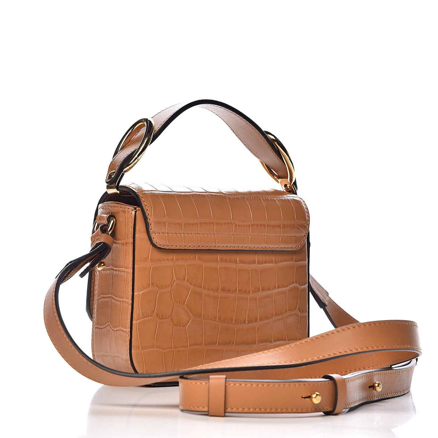Calfskin Crocodile Embossed Mini C Bag Autumnal Brown