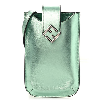 Fendi Vitello Laminato FF Diamonds Phone Pouch Verde Chiaro 1 of 12