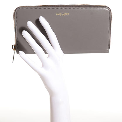 Saint Laurent Calfskin Classic Zip Around Wallet Light Grey 2 of 7
