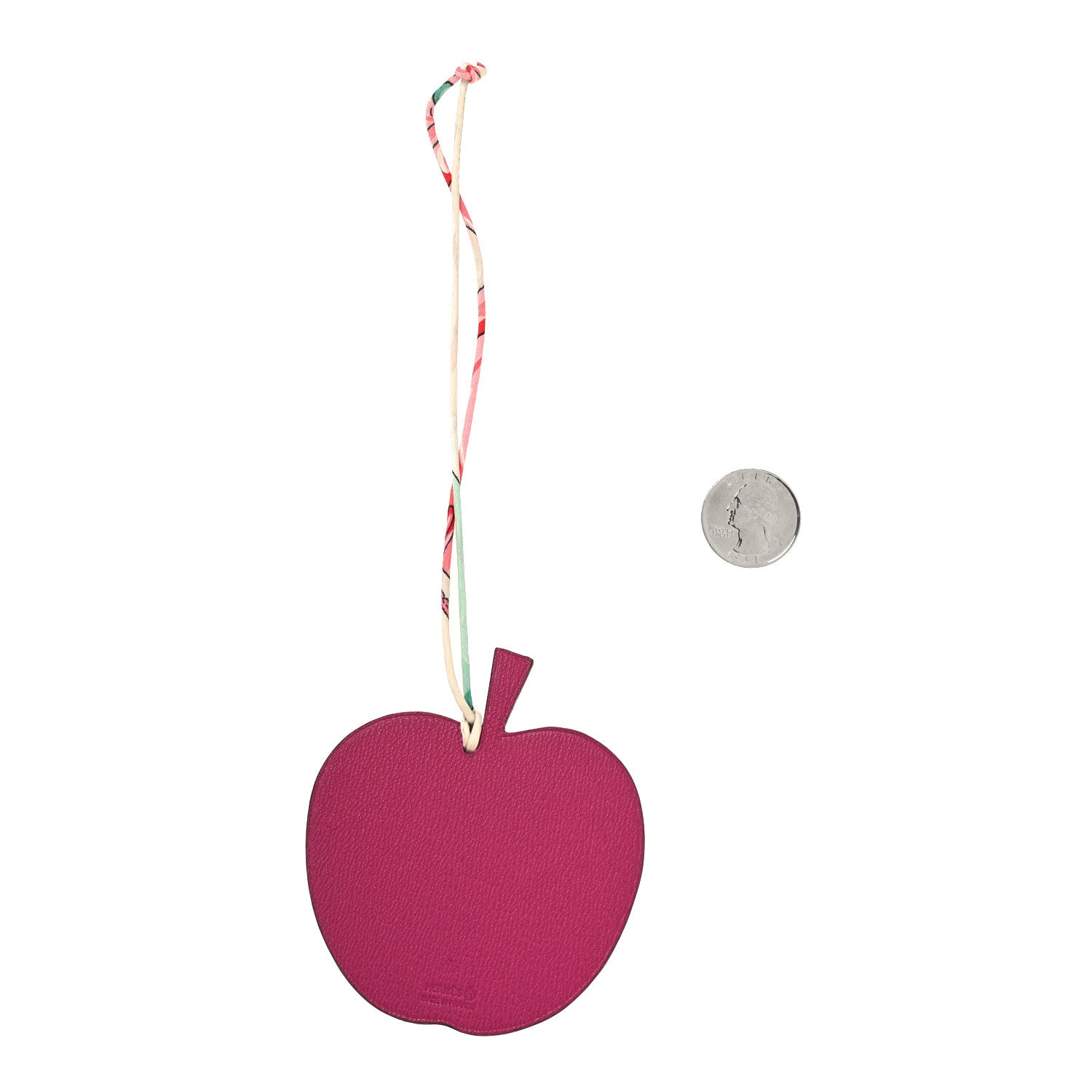 Hermes Taurillon Clemence Chevre Mysore Silk Petit H Apple Leaf Bag Charm Rouge Rose Pourpre Multicolor 2 of 4