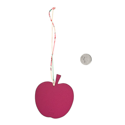 Hermes Taurillon Clemence Chevre Mysore Silk Petit H Apple Leaf Bag Charm Rouge Rose Pourpre Multicolor 2 of 4