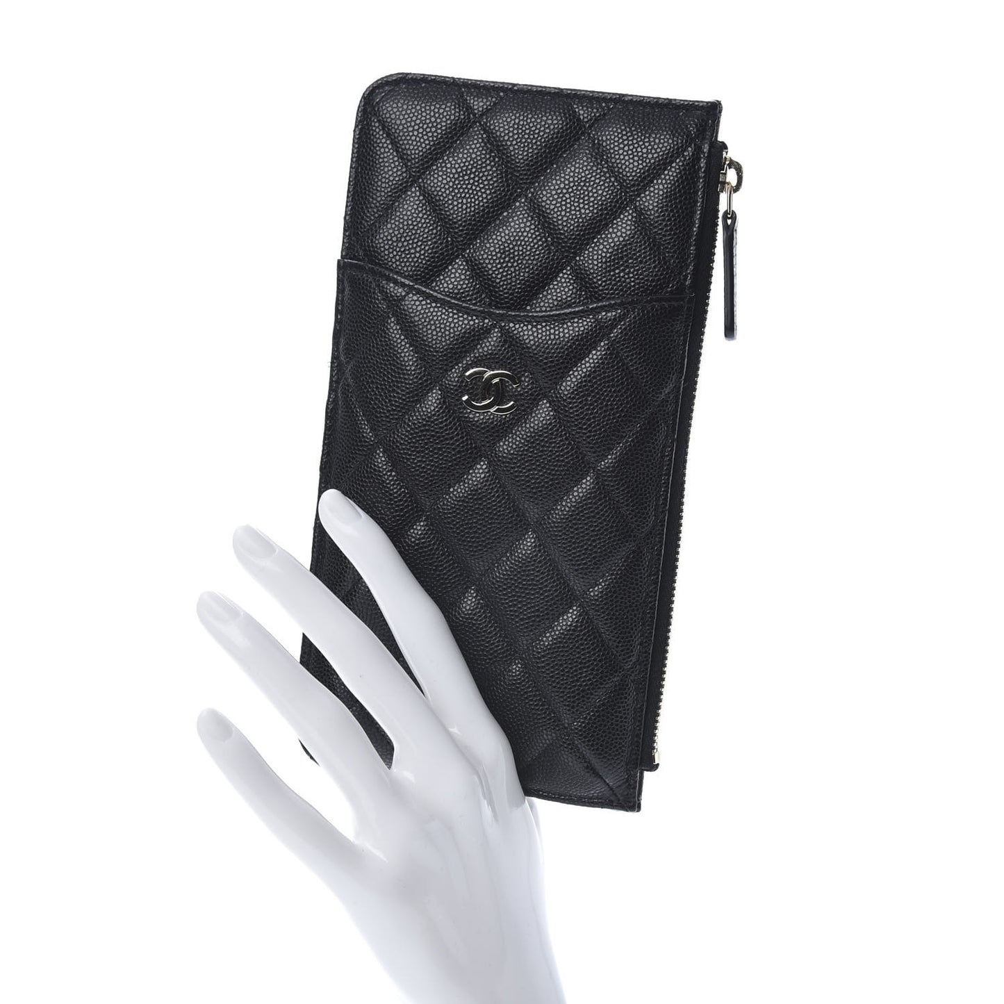 Caviar Quilted Classic Flat Wallet Pouch Black